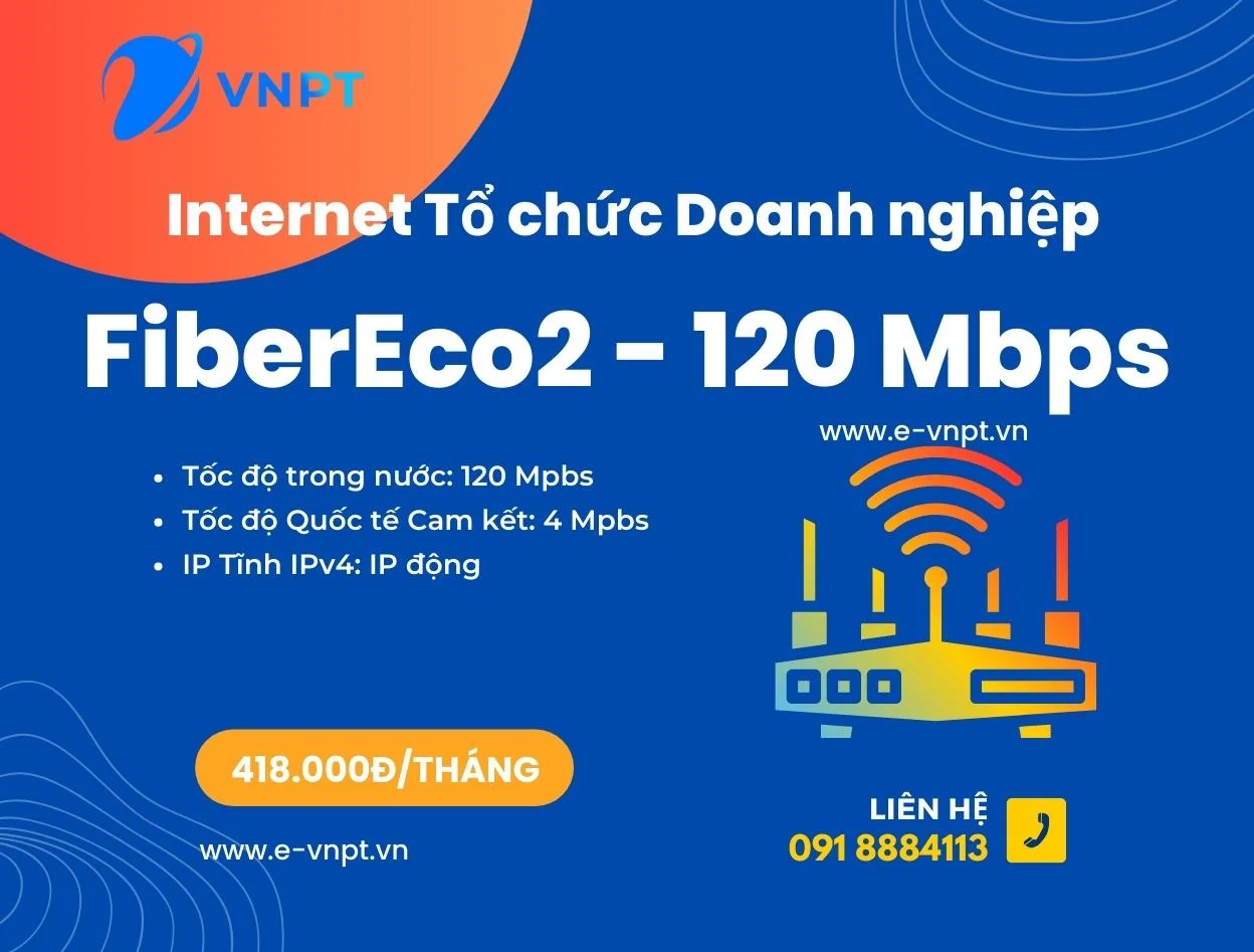 Internet Doanh nghiệp VNPT Gói FiberEco2 100Mpbs