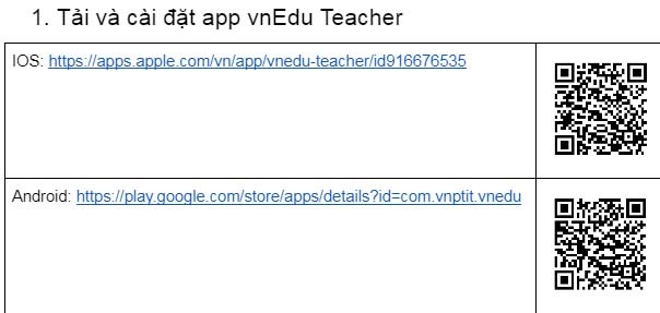 Mã QR Code tải app vnEdu Teacher