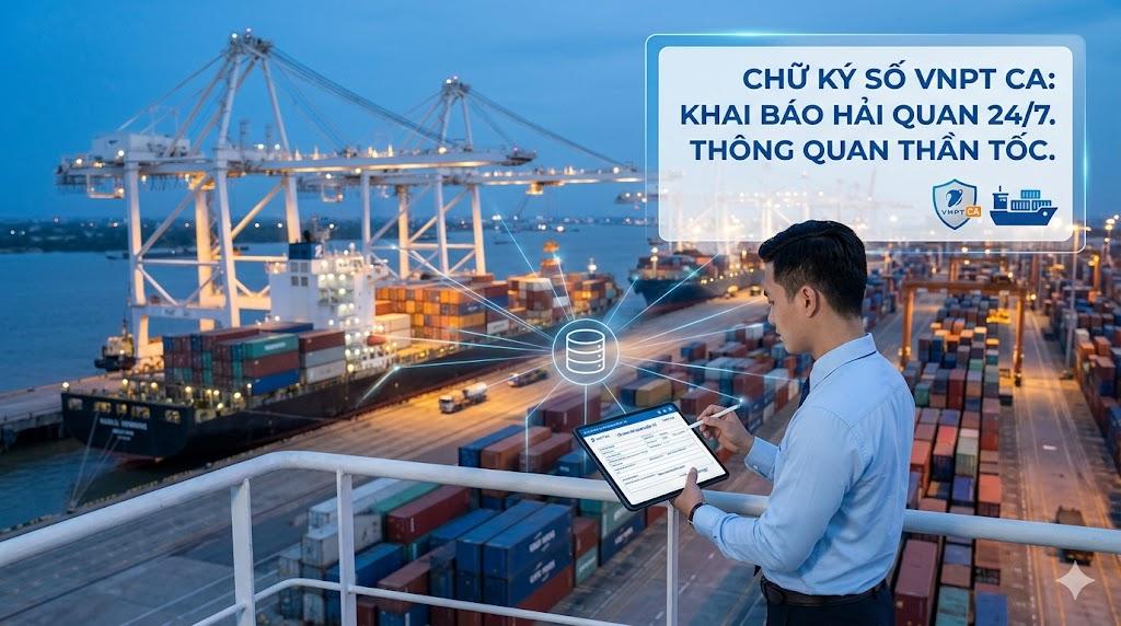 Chữ ký số VNPT Hải quan 24/7: Thông quan thần tốc, "bứt phá" đơn hàng xuất nhập khẩu 2026!