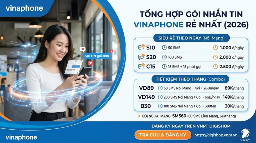 Tổng Hợp Các Gói Nhắn Tin VinaPhone Ưu Đãi Nhất 2026 (Nội Mạng & Liên Mạng)