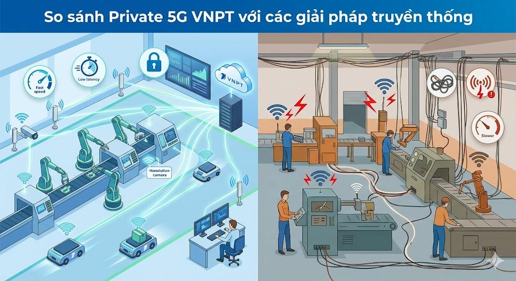 So sánh Private 5G VNPT với các giải pháp truyền thống